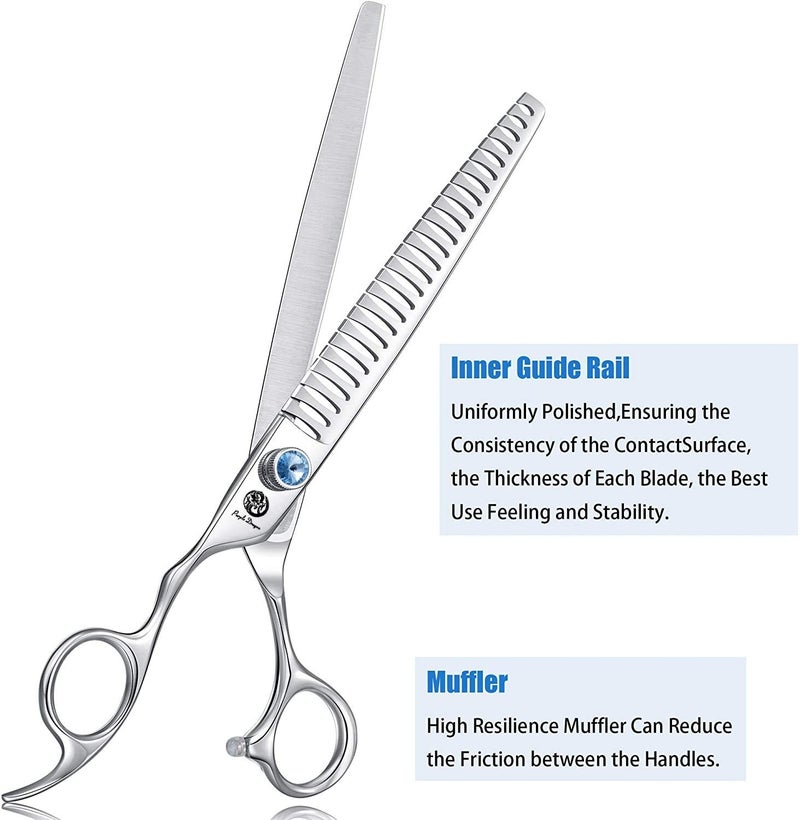 Purple Dragon 8.0" Left Handed Professional Pet/Dog Grooming Hair Cutting Scissors&Downward Curved Scissor &Chunker Shears with Bag - for Mancinism Pet Groomer or Family DIY - Image 5